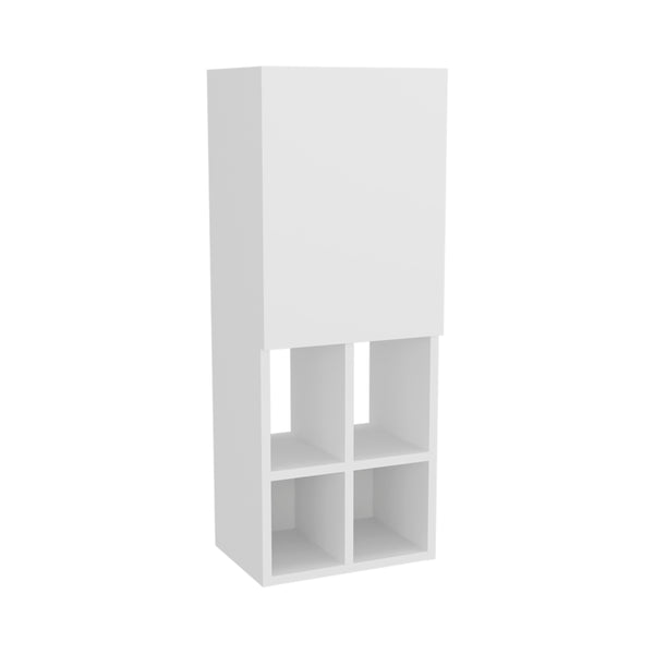 English Elm Wall-Mounted Bathroom Cabinet White with Soft-Close Door & 4 Open Shelves, Space-Saving 31.5"H B128P301383