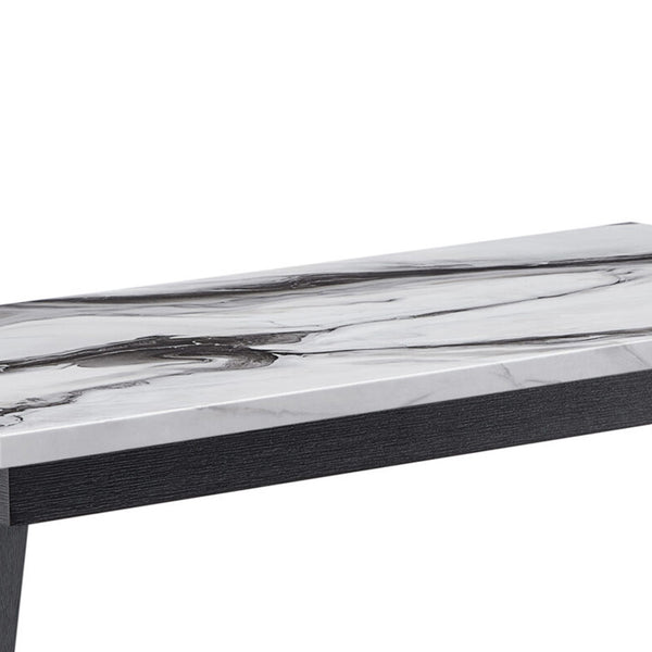 English Elm Paula Faux Marble Top Coffee Table with Sculptural Double Pedestal Base for Living Rooms B201P411479