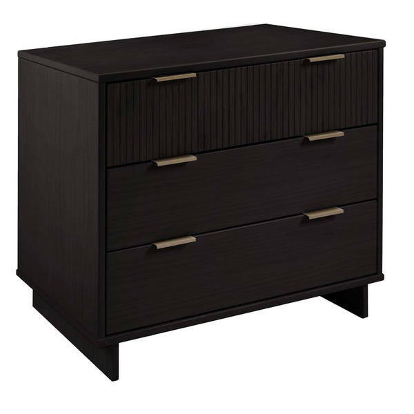 English Elm Granville 38" Dresser In Black - Elegant Solid Wood Design With 3 Drawers & Glam Gold Accents B365S00075
