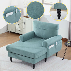 English Elm Modern Chenille Fabric Recliner Chaise Lounge Sofa with High-Resilience Foam, 550LB Capacity, Cozy Plush Backrest and Armrests for Living Room Relaxation Mint Green W395P371334