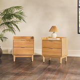 20" Solid Wood 2-Drawer Nightstand - Set of 2 Natural Pine LEEB4CNP-2PK Walker Edison