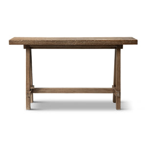 English Elm Hawthorne Reclaimed Elm Trestle Console Table Solid Wood Entryway Accent 60 Inch Brown B2719P474451