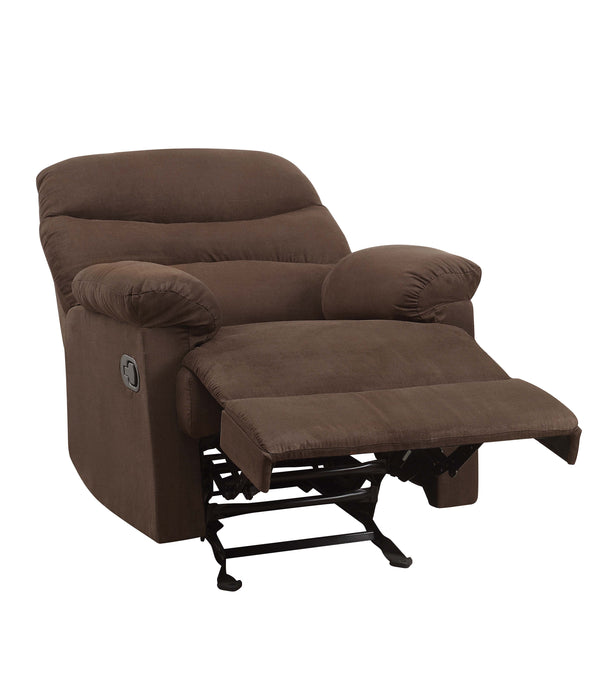 English Elm Arcadia Plush Microfiber Motion Recliner with Pillow-Top Arms, Smooth Latch Mechanism for Relaxation Chocolate 32 L x 31 W x 27 H B2726P256681