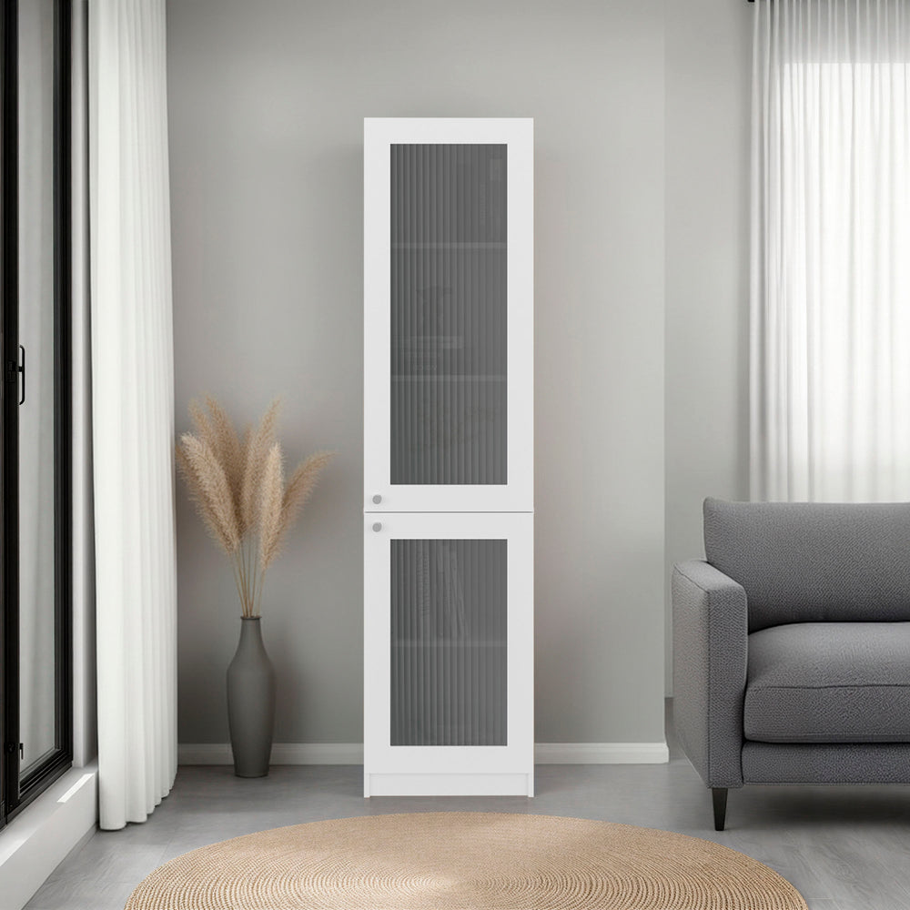 English Elm Home Vertical Freestanding Bookcase with Open Shelving and Enclosed Lower Cabinet White B070P487573