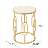 Christopher Knight Home® - Noble House - Drexel Outdoor 16 Inch White Finish Faux Stone Side Table