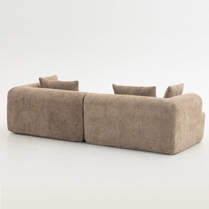 English Elm Full-foam Bouclé Modular Sectional Sofa Two Piece Cloud Silhouette Living Room Seating Brown W3326P443475