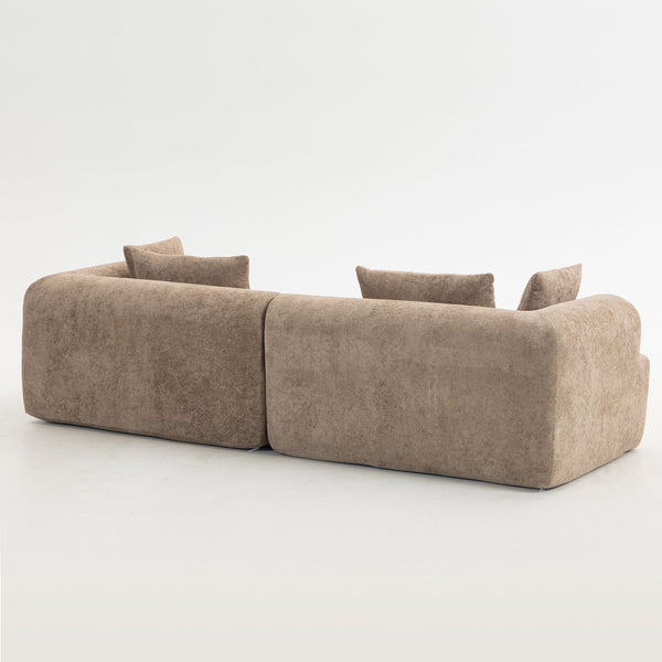 English Elm Full-foam Bouclé Modular Sectional Sofa Two Piece Cloud Silhouette Living Room Seating Brown W3326P443475