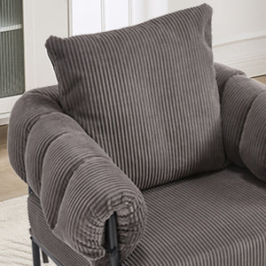 English Elm TS Modern decorative chair with plush teddy fleece upholstery and gold metal legs for luxe comfort and style DARK GREY W2311P308069