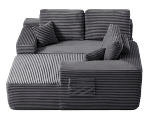 English Elm 104" Plush Corduroy L-shaped Sectional Sofa Deep Seating Modular Couch for Living Room W3975S00034