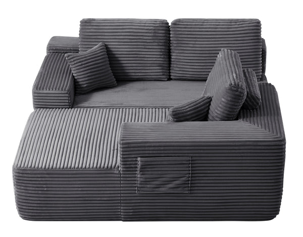 English Elm 104" Plush Corduroy L-shaped Sectional Sofa Deep Seating Modular Couch for Living Room W3975S00034