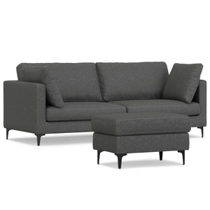 English Elm Ava 90" Mid-Century Sofa with Ottoman Set — Eco Performance Fabric, Feather-Top Cushions, Sturdy Frame Dark Gray B136P199235