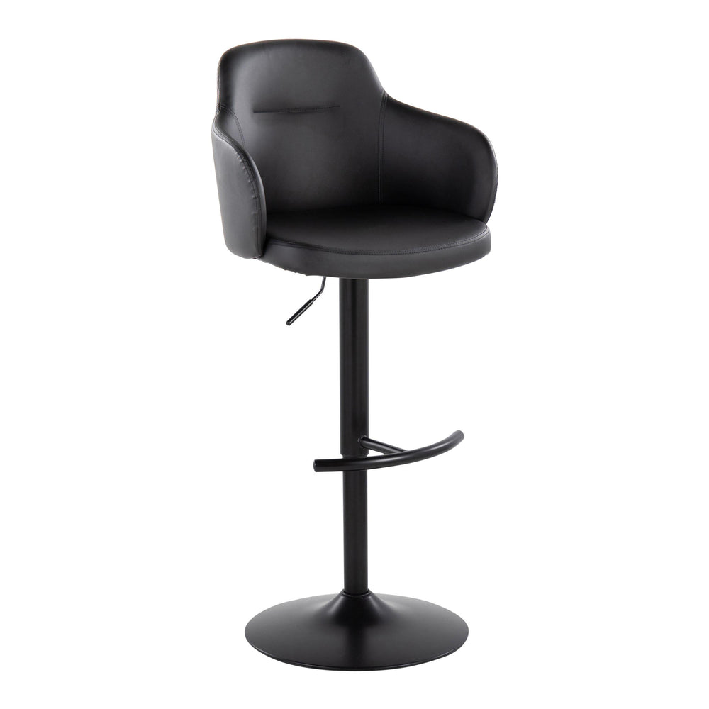 English Elm Boyne Adjustable Barstool Set Of 2 - Modern Swivel Design In Black Faux Leather & Sturdy Metal Base B202S00744