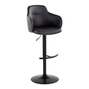 English Elm Boyne Adjustable Barstool Set Of 2 - Modern Swivel Design In Black Faux Leather & Sturdy Metal Base B202S00744