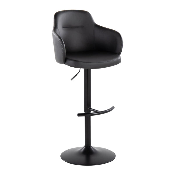 English Elm Boyne Adjustable Barstool Set Of 2 - Modern Swivel Design In Black Faux Leather & Sturdy Metal Base B202S00744