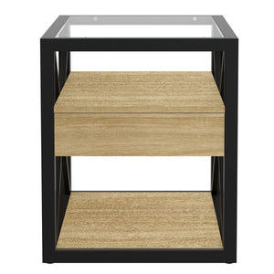 English Elm 1 Modern End Table With Drawer - Stylish Nightstand For Bedroom & Living Room, Industrial Design & Storage W241P246913