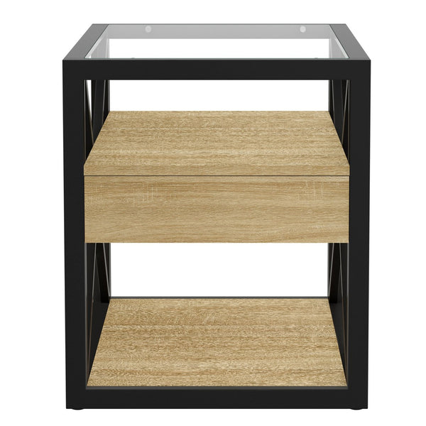 English Elm 1 Modern End Table With Drawer - Stylish Nightstand For Bedroom & Living Room, Industrial Design & Storage W241P246913