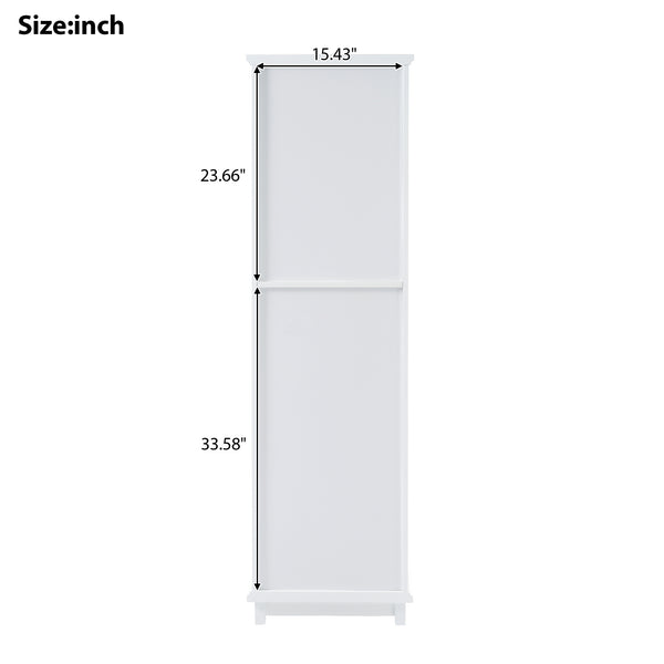 English Elm 63" Tall Bathroom Vanity Cabinet with Glass Doors, Two Drawers and Adjustable Shelves for Stylish Storage White N729P171305K