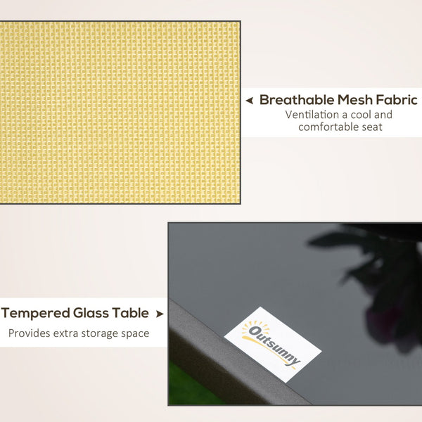 English Elm Outsunny 3-Piece Outdoor Glider Bistro Set With Comfortable Chairs & Glass Table For Patios, Beige W2225P217104-GIGA