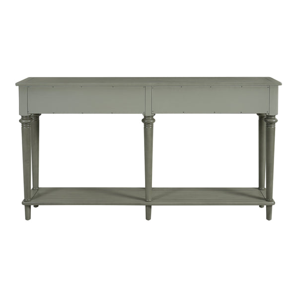 English Elm Trexm Vintage Console Table Four Drawers Pine Veneer Grey Wash Entryway Storage N715P202860E