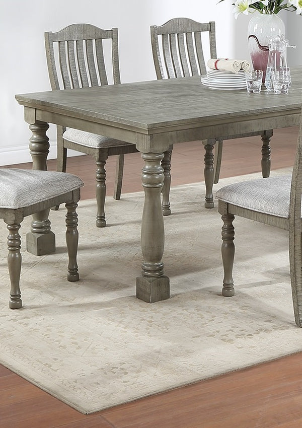 English Elm Light Column-Base Dining Table 78"x42" Acacia Veneer Rectangle Seats Six Modern Elegant Finish LIGHT GREY 84 L x 48 W x 8 H B011P193970