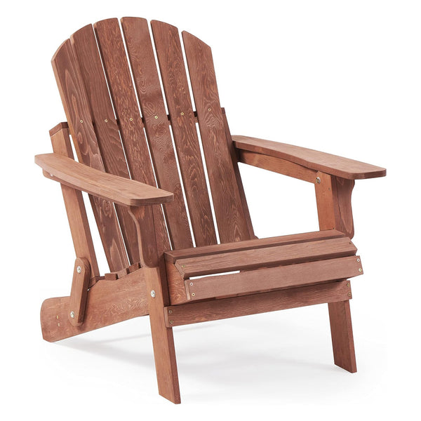 English Elm Oversize Hemlock Wood Folding Adirondack Chair Foldable Patio Seat for Outdoor Decks D720094424