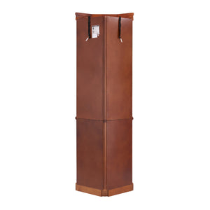 English Elm Corner Curio Cabinet with 5 Shelves and Built-In Lighting, Glass Display Case for Home Décor and Collectibles, Space-Saving Corner Accent (47x21x10.75) Walnut W1693P183978