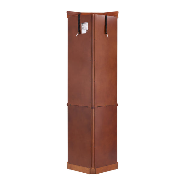English Elm Corner Curio Cabinet with 5 Shelves and Built-In Lighting, Glass Display Case for Home Décor and Collectibles, Space-Saving Corner Accent (47x21x10.75) Walnut W1693P183978