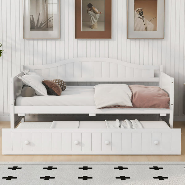 English Elm Twin Cottage Beadboard Daybed with Pull Out Trundle Solid Pine Guest Room Frame N708P357100K