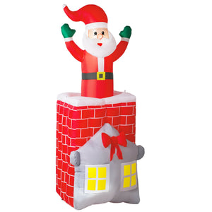 English Elm 7ft Animated Santa Chimney Inflatable Outdoor Holiday Decor with Led Night Display T3971P381226