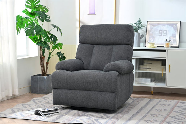 English Elm Oversized Power Lift Recliner Chair with Remote Control, Spacious Fabric Seat and Side Pocket for Comfort and Support Dark Gray W1028P261272