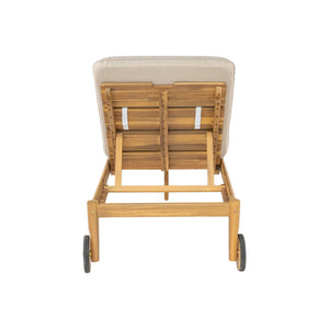 English Elm Christopher Knight Home® - Riviera Acacia Wood Chaise Lounges Set of 2 with Wheels – Beige Light Teak, Polished Edges, Stable Cylindrical Feet for Garden Comfort and Safety N775P287338T