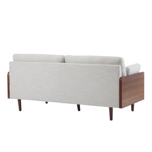 English Elm Mid-century Modern Compact Sofa with Plush Cushions and Rounded Wood Legs for Living Rooms Beige N771P205110M