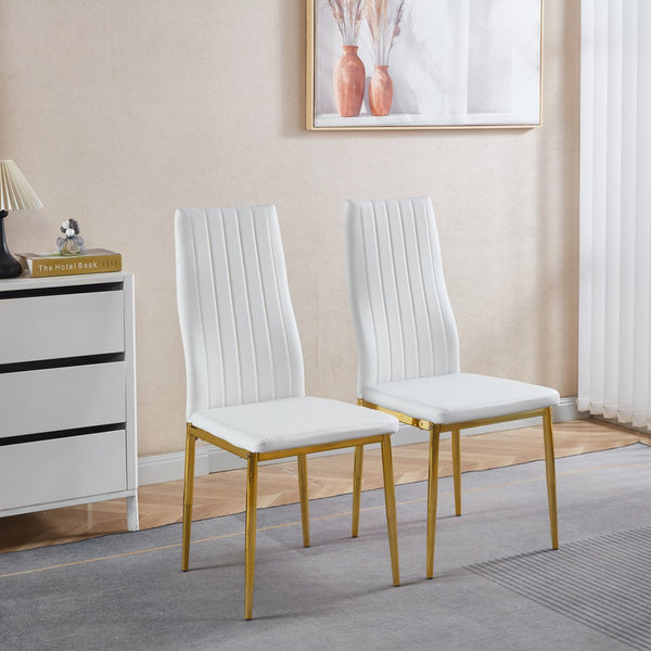 English Elm Chair Chair Set Of 4 With Elegant Golden Legs And Stylish White Seats For Modern Dining And Living Spaces W234P302684