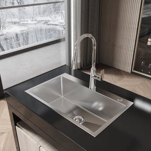 English Elm Stainless Steel Handmade Single Bowl Kitchen Sink Deep Basin Brushed Nickel Finish T3177P286035