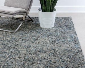 Sunpan Corfu Hand-Tufted Rug - Artisan Crafted Blue and Charcoal Wool Blend for a Unique Home Style 9' X 12'