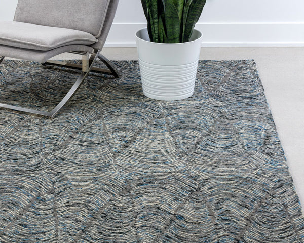 Sunpan Corfu Hand-Tufted Rug - Artisan Crafted Blue and Charcoal Wool Blend for a Unique Home Style 9' X 12'