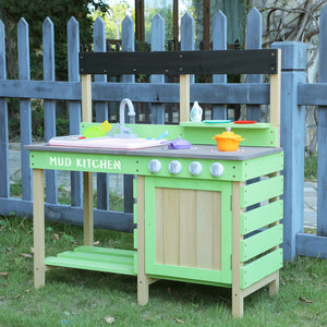 English Elm Kids Solid Wood Outdoor Mud Kitchen with Water Station and Imaginative Cooking Play W2640P454243