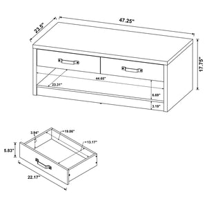 English Elm Nuberg Driftwood Finish Rectangular Coffee Table with Drawers and Open Shelf Storage B062P441290