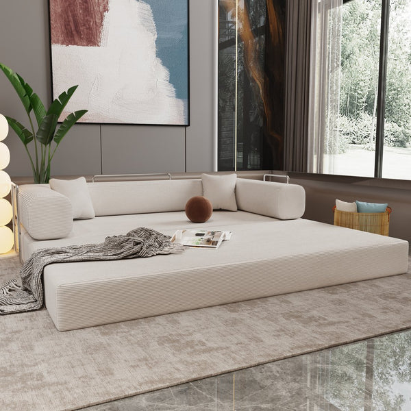 English Elm Double Convertible Corduroy Sleeper Sofa High Density Foam Wide Armrest Studio Bed W3064P245390