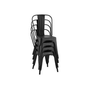 English Elm 2pc Industrial Metal Dining Chairs Stackable High Gloss Set for Kitchen or Modern Matte Black B011P238552