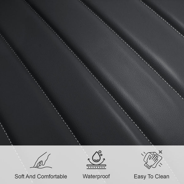 English Elm Black Pu Leather Dining Chair Set Of 4 - Stylish Wave Pattern, Compact Design For Kitchen & Meeting Rooms T3967P383848