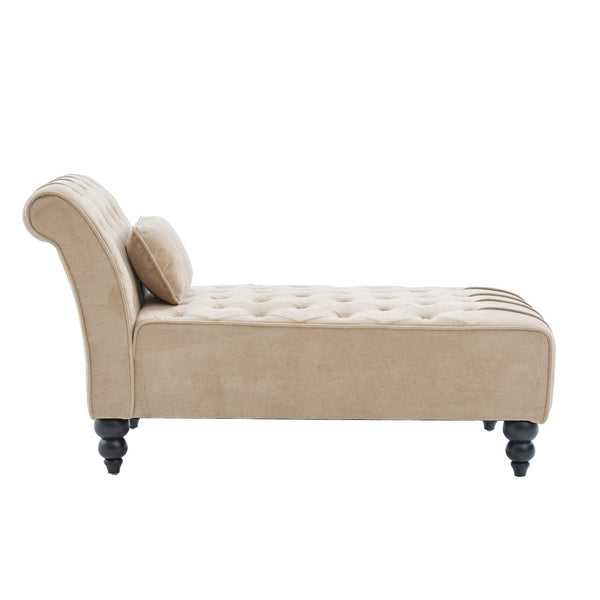 English Elm Chaise Lounge Velvet Upholstered Accent Chair with Birch Legs for Living Room Decor Camel N776P412298C