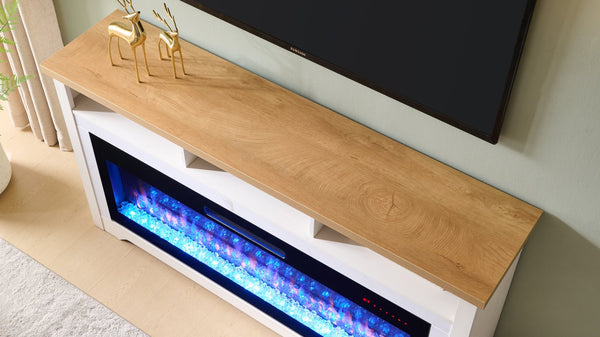English Elm 70 Inch Faux Marble Electric Fireplace Tv Stand with Smart 3d Flame Media Console W1769S00013