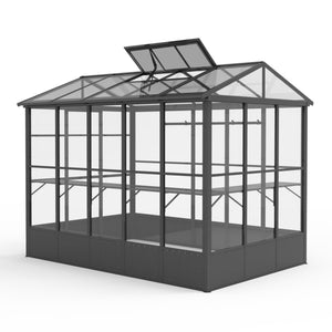 English Elm 7.5x10ft Outdoor Aluminum Polycarbonate Greenhouse Auto Vent Backyard Garden Growing Space W1859P347433
