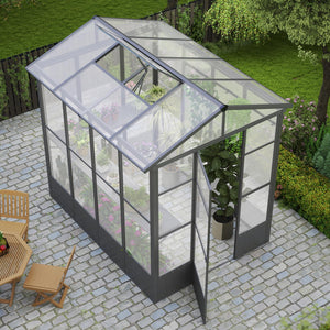 English Elm 6.5x8ft Outdoor Aluminum Polycarbonate Greenhouse Auto Vent Backyard Garden Walk-in W1859P346464