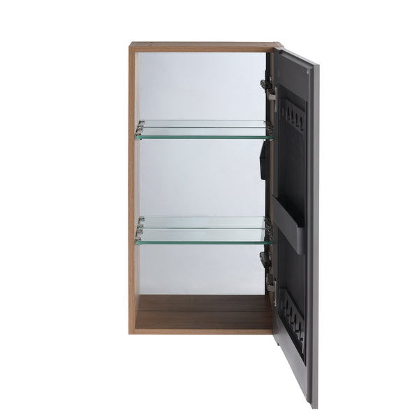 English Elm 14'' Wall Mounted Bathroom Medicine Cabinet with Adjustable Glass Shelves and Mirror Door W999P470285