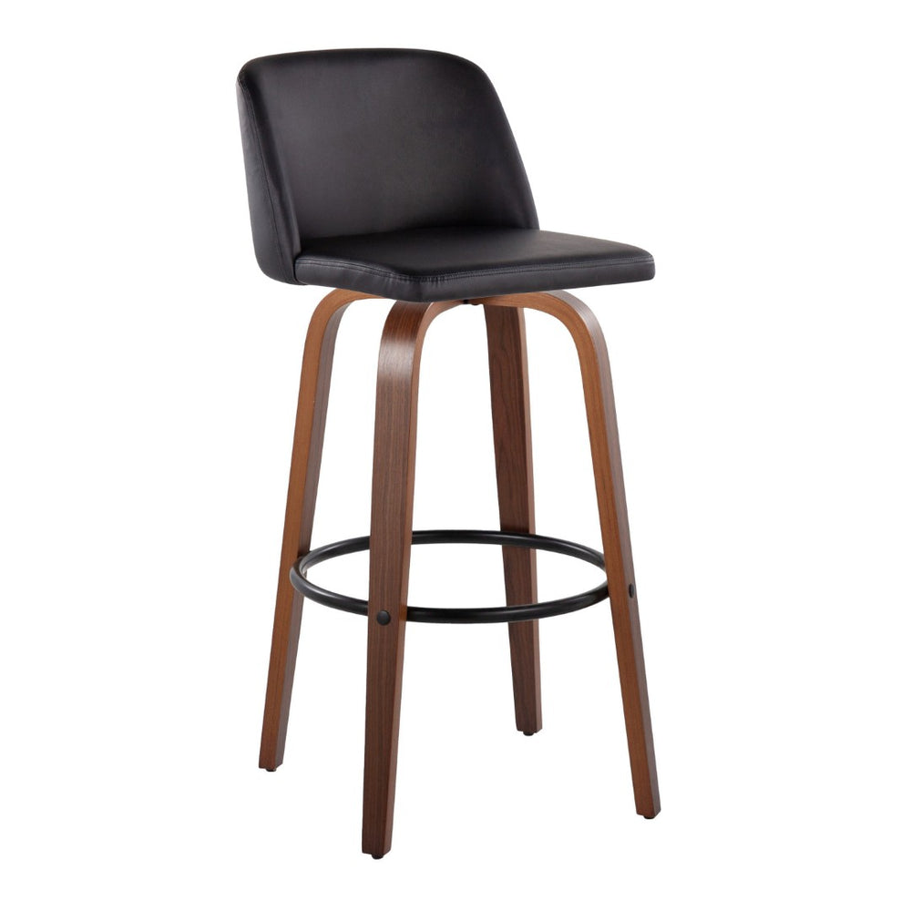 English Elm Toriano 30" Mid-Century Modern Barstool Set Of 2 With Swivel And Walnut Wood For Stylish Comfort B202S00696-GIGA