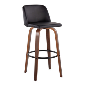 English Elm Toriano 30" Mid-Century Modern Barstool Set Of 2 With Swivel And Walnut Wood For Stylish Comfort B202S00696-GIGA