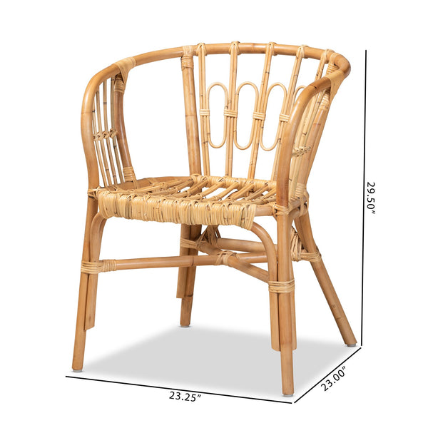 English Elm Modern Handwoven Rattan Dining Chair with Geometric Open Back for Bohemian Spaces B2750P470024