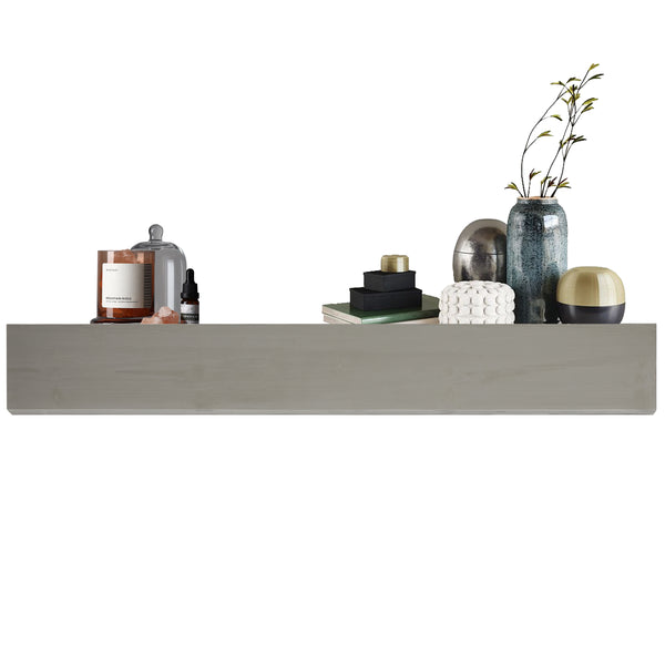 English Elm 60'' Solid Fir Wood Fireplace Mantel Floating Shelf for Farmhouse Living Room Decor Grey W2640P386631